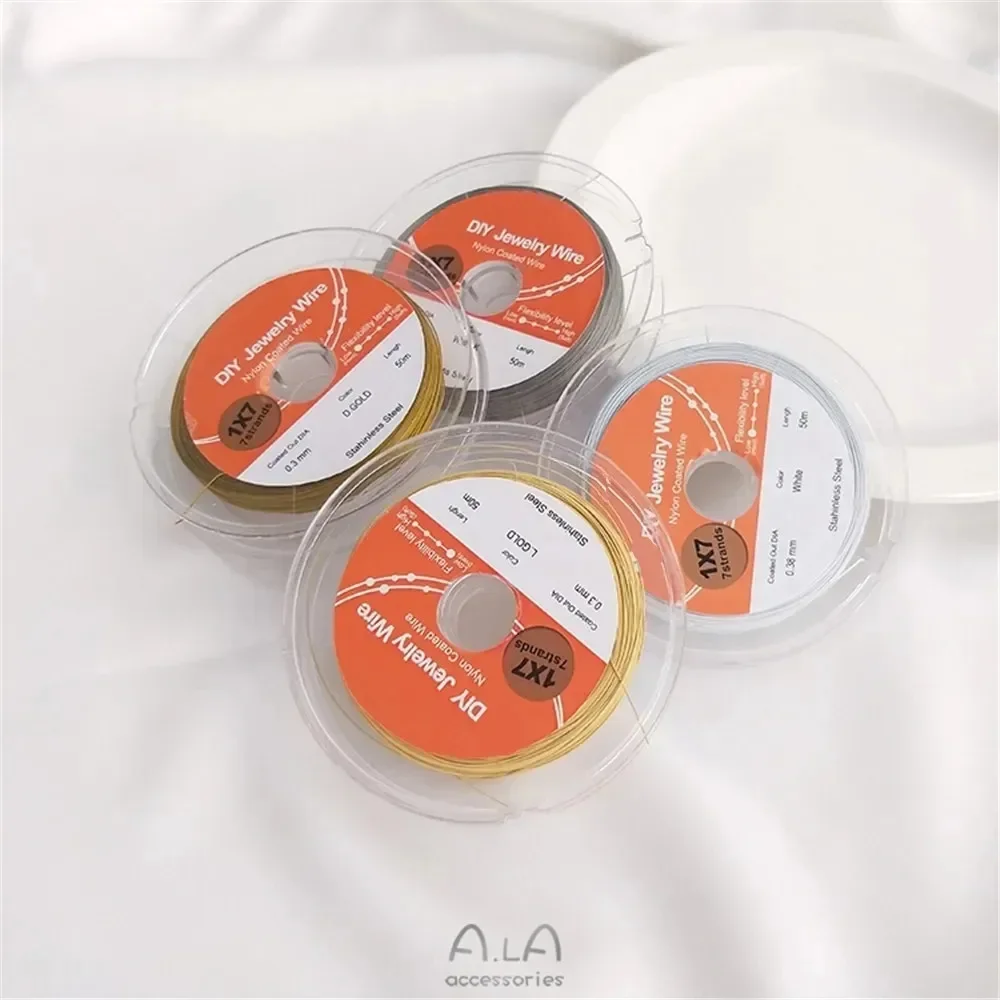 

South Korea gold soft wire 7 strands color steel wire pearl collar winding bracelet beaded wire DIY first accessories