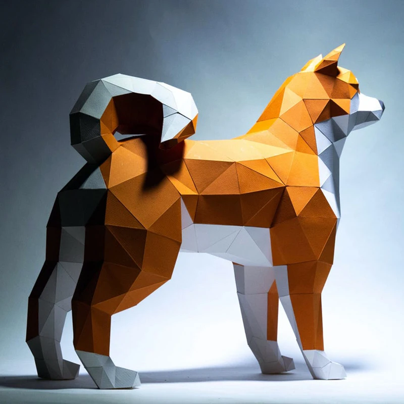 Modelo de papel japonés Shiba Inu para decoración del hogar, adornos de escritorio, rompecabezas 3D DIY, juguetes creativos hechos a mano, 48cm