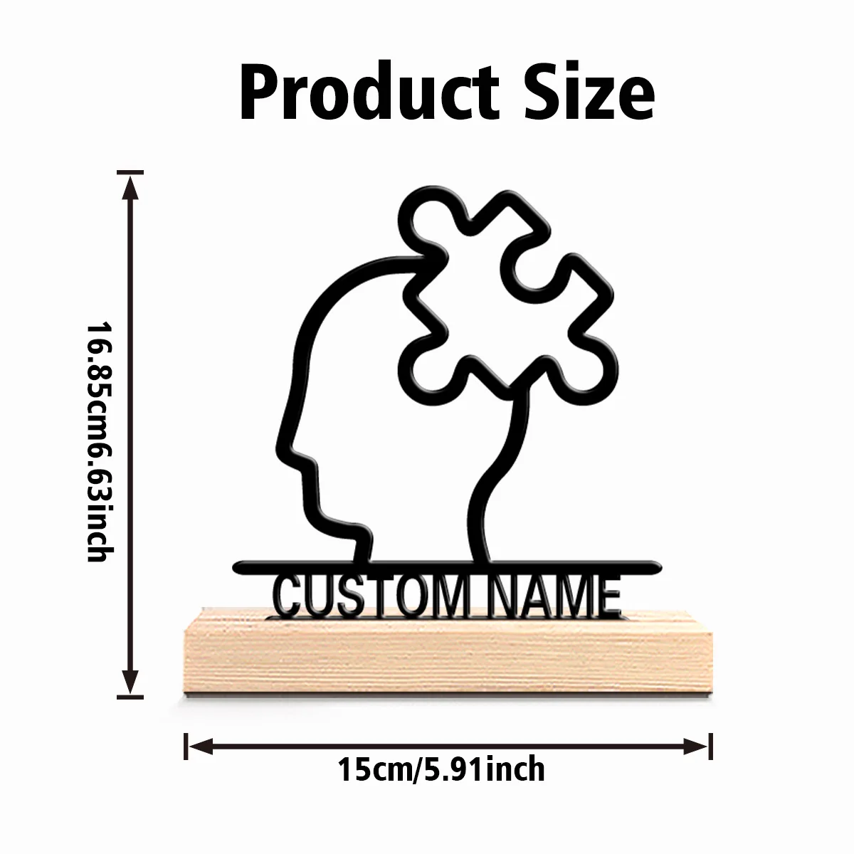 1pc Romantic Personalized Custom Thinking, Cognition Metal Statues Science Decor with Wooden Base, Perfect for Classrooms, Labs,