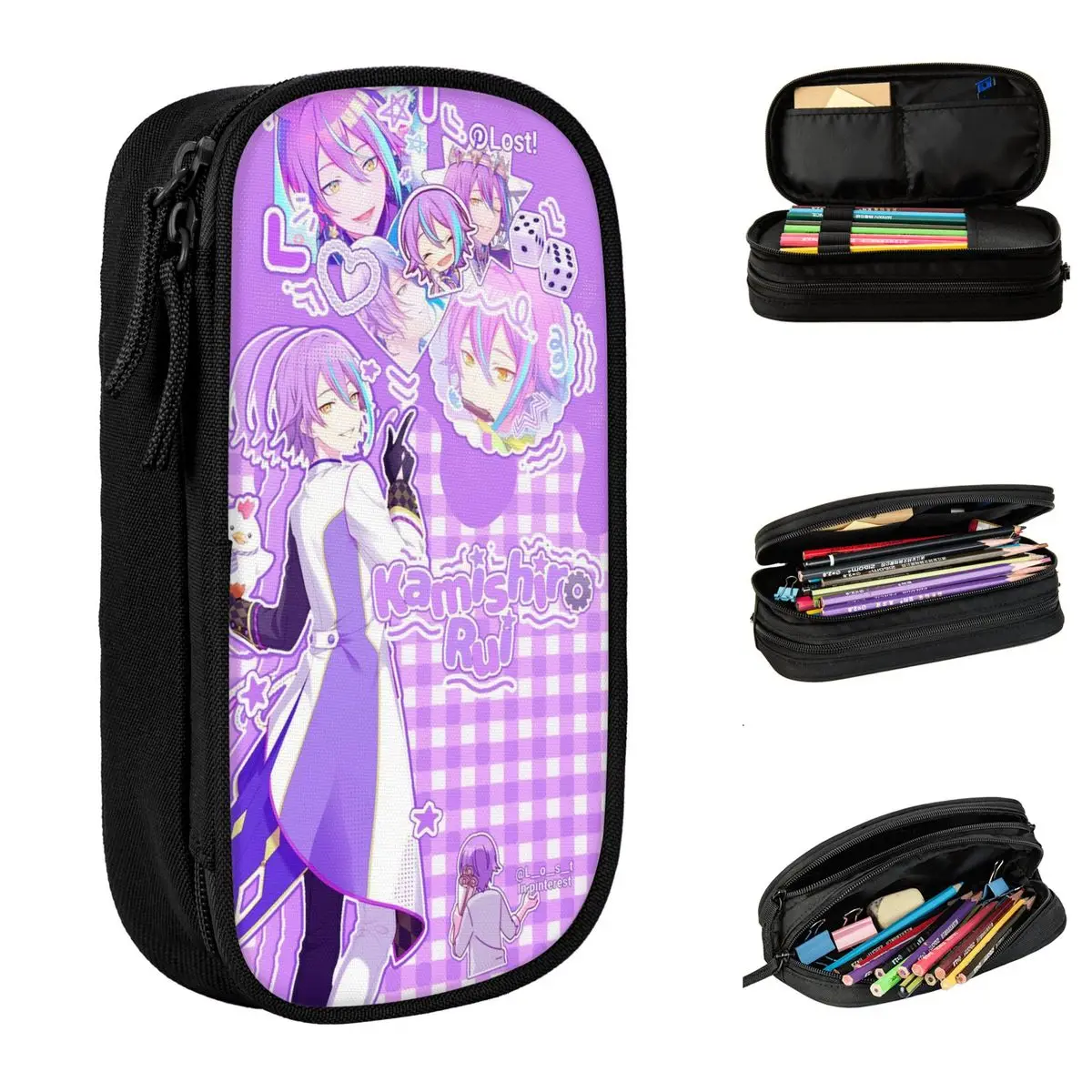 

Милый пенал Rui Kamishiro, пеналы, держатель для ручек, детские сумки-карандаши большой емкости, офисные канцелярские принадлежности на молнии