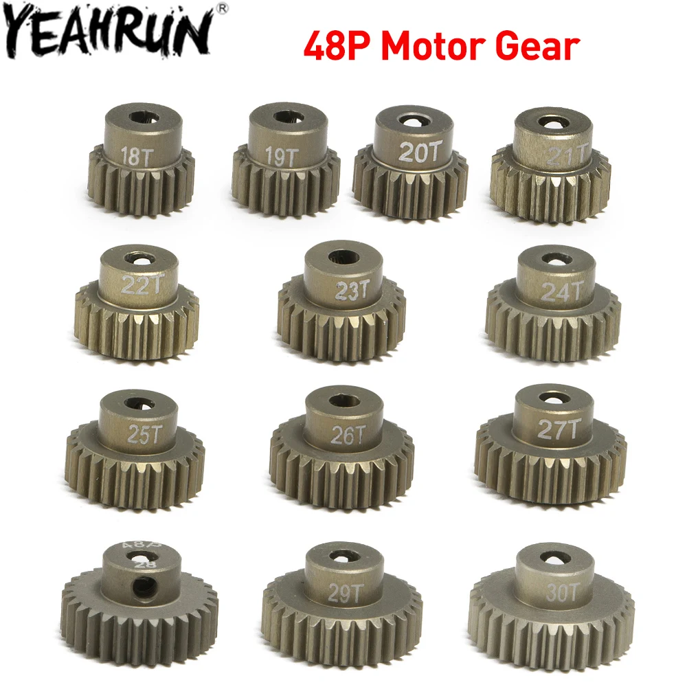 YEAHRUN 48P Metal Pinion Motor Gear 18/19/20/21/22/23/24/25/26/27/28/29/30T for 1/10 Axial SCX10 RC Model Car Motor Parts