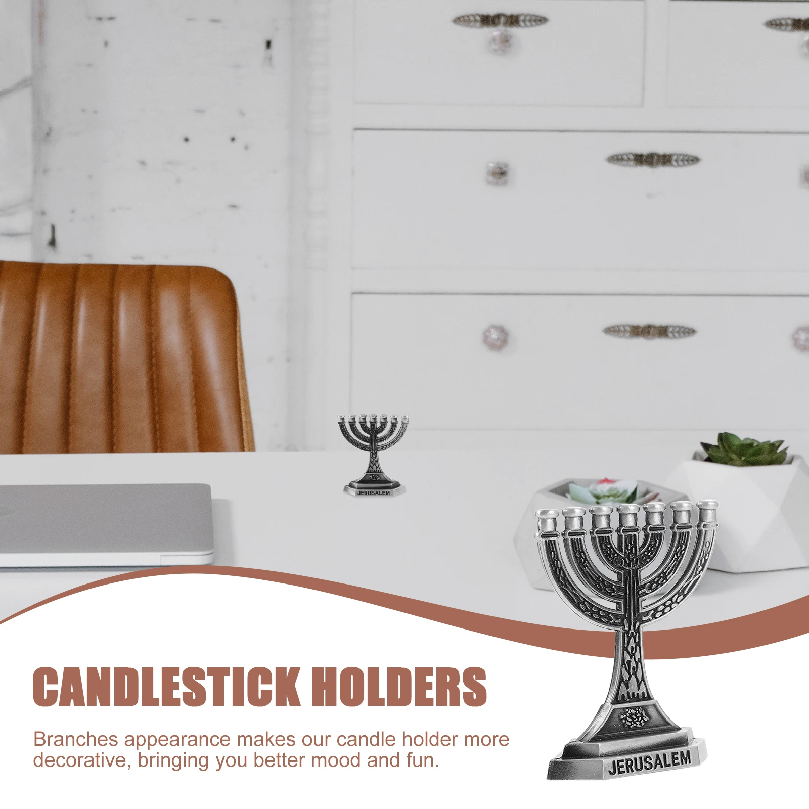 

s Conical Holy Grail nament C Stick Holder Black Zinc Alloy Desktop Decorative Menorah Taper Metal Table Centerpiece