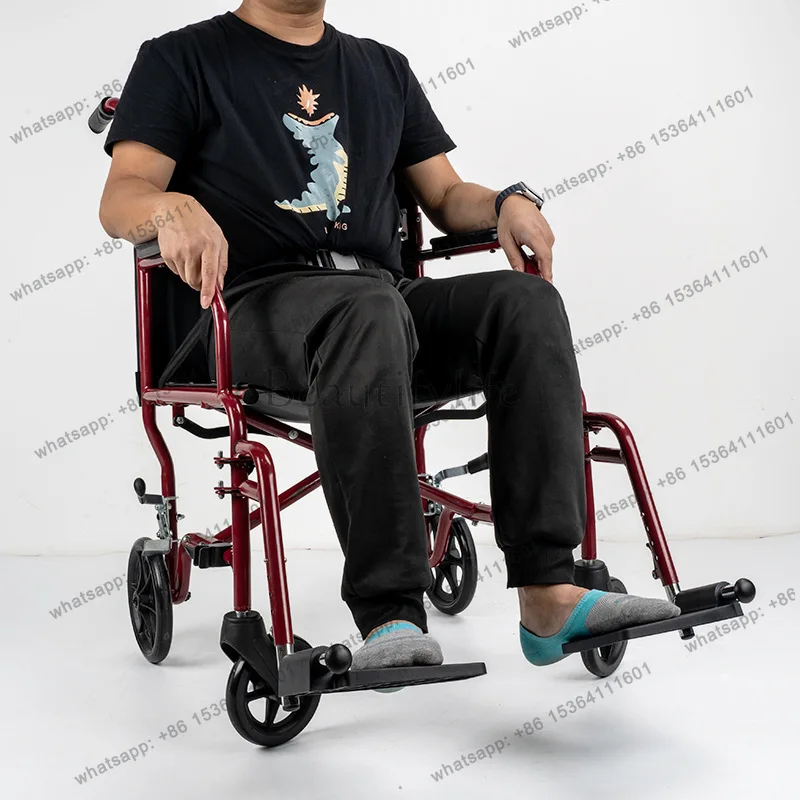 YJ Foldable Ultra Light Transit Wheelchair Small Wheels For Disabled Elderly Pregnant Women