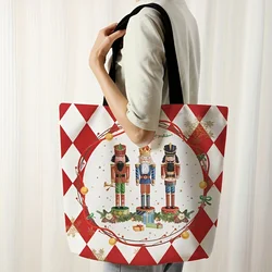 Festive Cartoon Christmas Tote Bag Large Capacity Stylish Prints Versatile Shoulder Bag for Womens Everyday & Shopping Needs