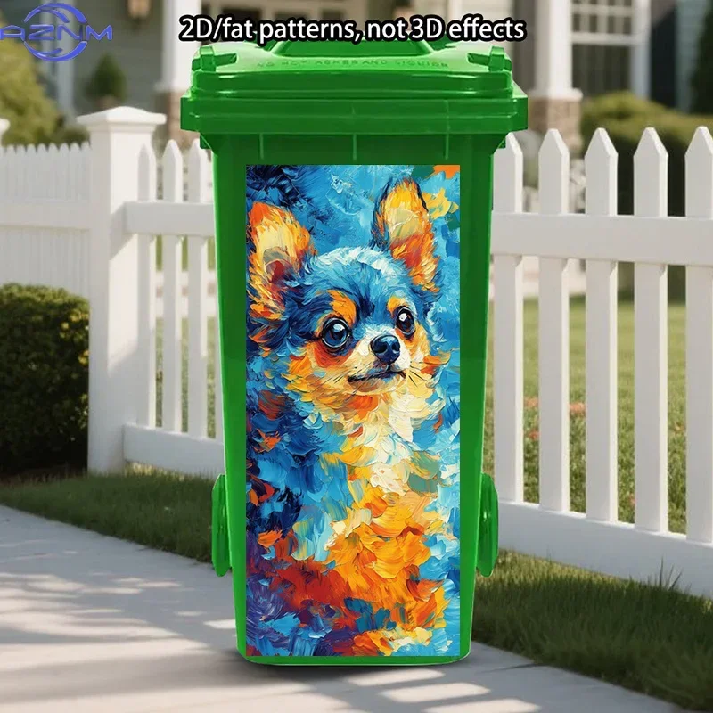 2D 1PCColorful Dogs Trash Can Sticker | Artistic Style Self-Adhesive Art Stickers, Gorgeous Self-Adhesive Removable, Abstract