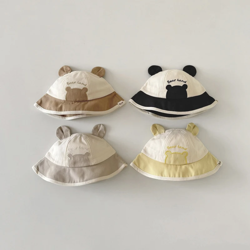 

Spring Summer Baby Fisherman Hats Lovely Bear Pattern Outdoor Sun Hat For Kids Boys Girls Beach Caps Children Bucket Hat
