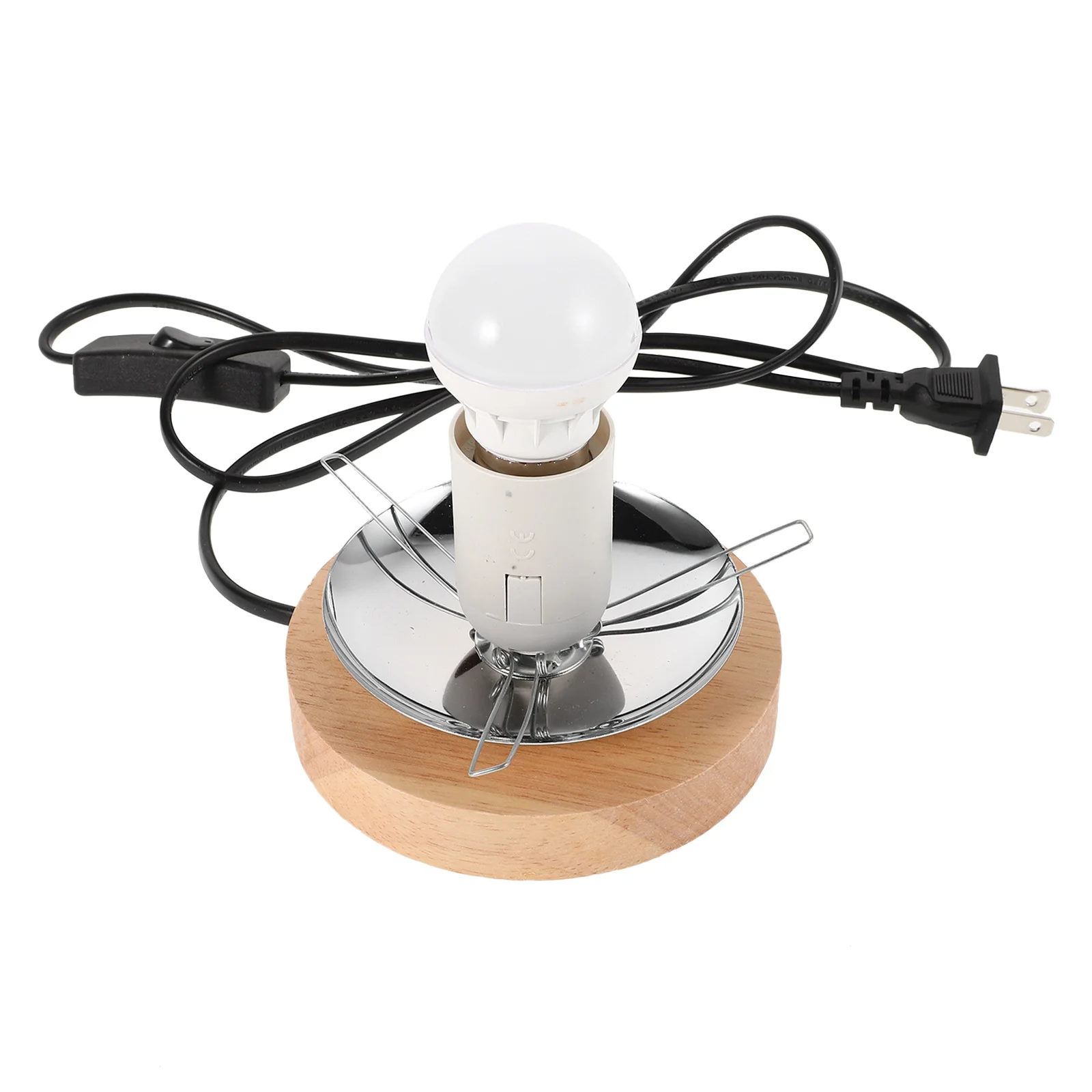 

Vintage E27 Screw Lamp Holder with Three-Prong Spring Clip Design for DIY Table Lamp Projects Sturdy Wooden Base Home Office