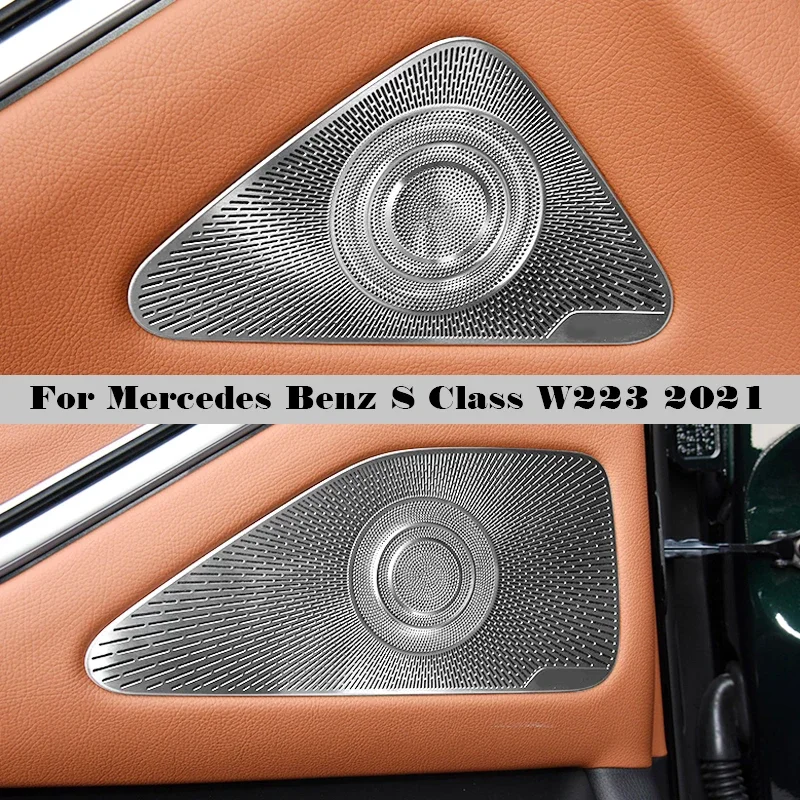 For Mercedes Benz S Class W223 2021 2022 2023 24 Car Styling Stainless Steel Audio Speaker Door Loudspeaker Trim Covers Stickers