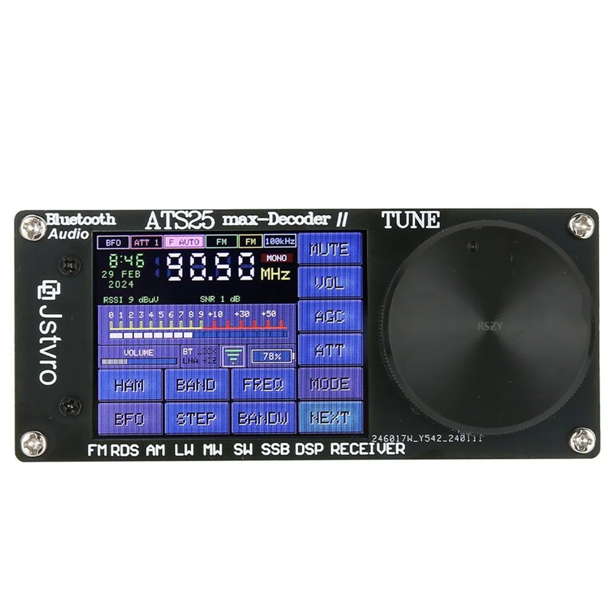 Décodeur ATS25 Max avec écran tactile 2.4 pouces, récepteur radio Bluetooth, radio complète, 64-108MHz, DSP, FM, LW, MW, SW, SSB