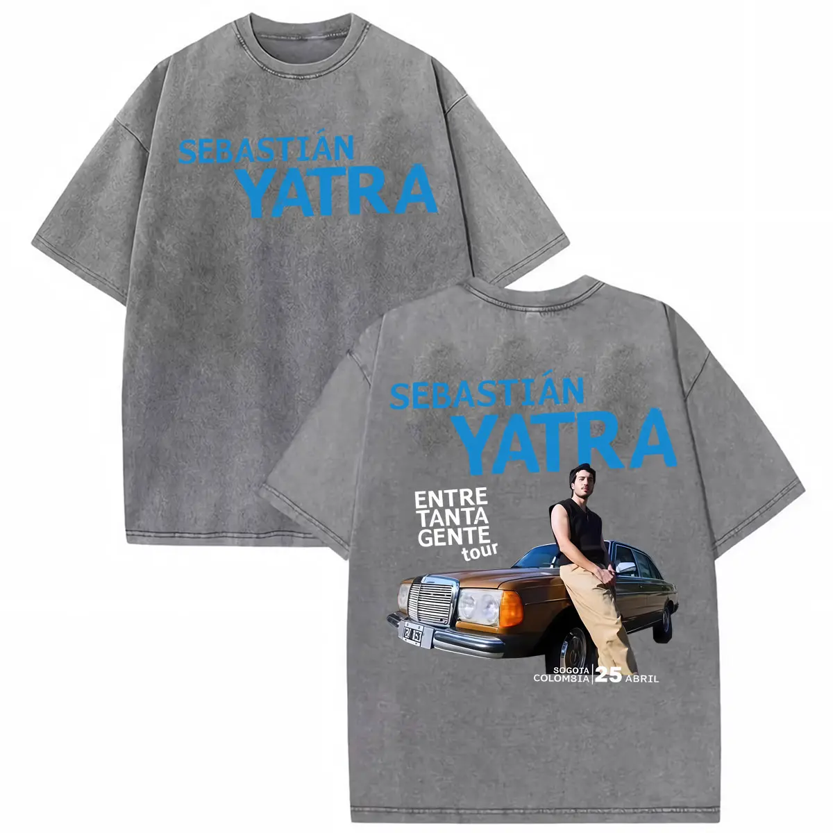 Sebastian Yatra Entre Tanta Gente Tour 2026 T-shirts Men Women Summer Fashion Short Sleeve T Shirt Gothic Vintage Washed T-shirt