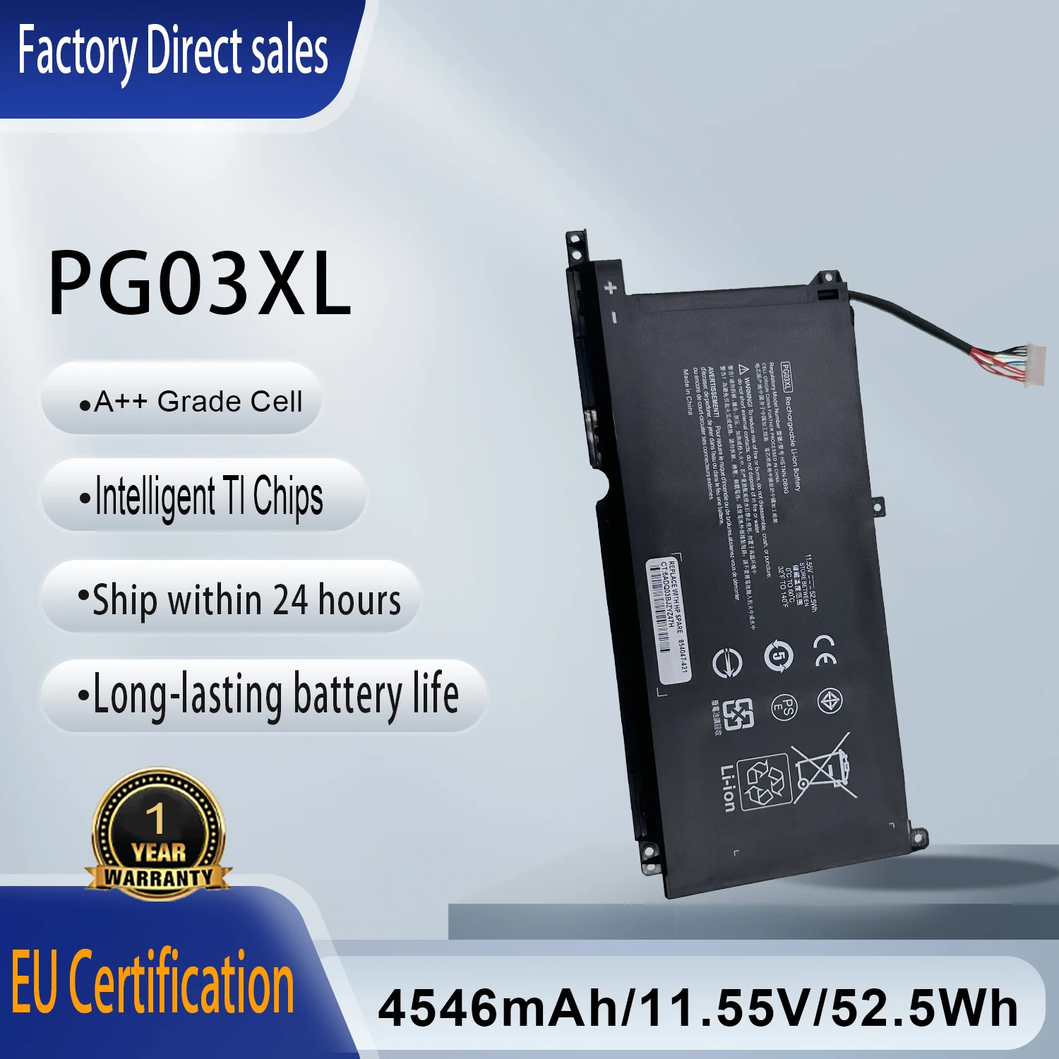 New PG03XL Battery for HP Pavilion Gaming 15-DK 15T-DK 15-EC 15T-DK200 15-EC0013DX 15Z-EC200 16-A0032DX 16-A0035NR L48495-005