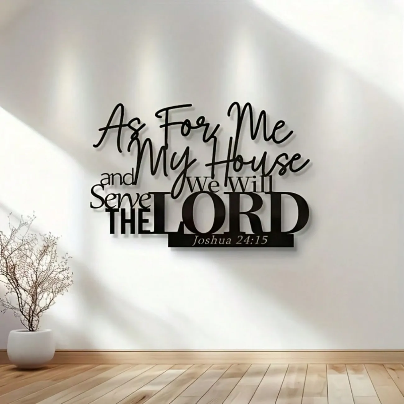 CIFBUY Metal Wall Art Jesus Bible Verse Joshua Scripture Iron Quote Christian Faith Home Office Decor Hanging Gift