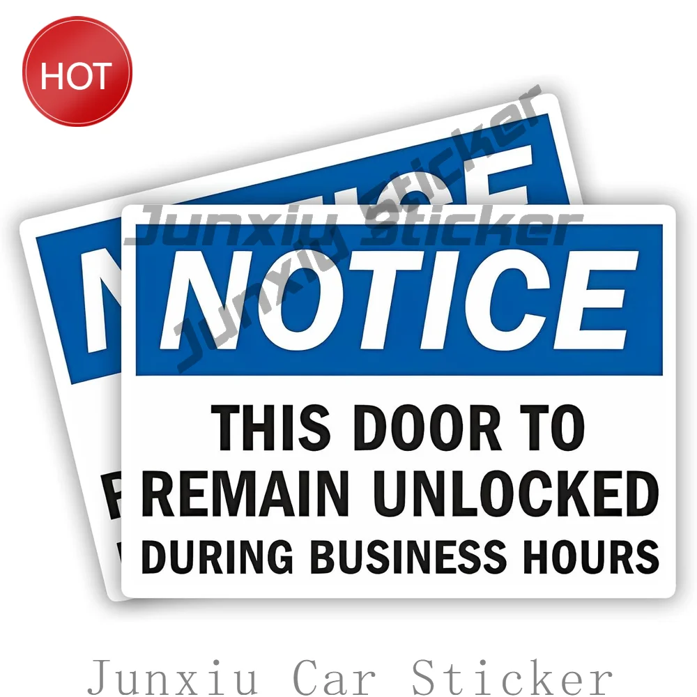 2 Pack Notice This Door To Remain Unlocked During Business Hours PVC Sticker For Workplace Doors Safety Notice Decal
