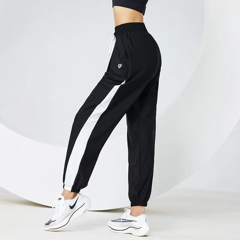 Women Loose Sport Pants Pocket Jogging Running Pants for Gym Breathable Female Training Fitness Yoga Workout Black Trousers