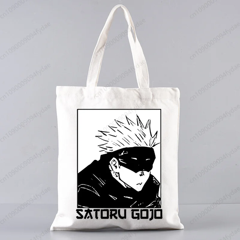 Jujutsu Kaisen Shoulder Bag Harajuku Woman Bag Casual Tote Bag Shopping Handbag Gojo Satoru Pattern Printed Canvas Bag