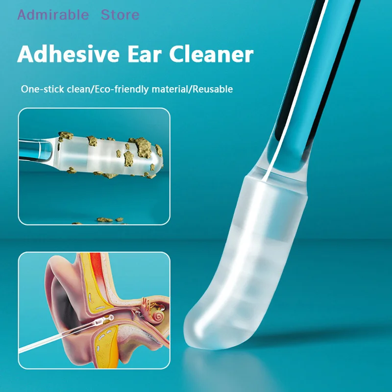 wDisposable Sticky Ear Swabs Pick Reusable Ear Cleaner Soft Silicone Ear Wax Removal Tool Earwax Remover For Olders Adult Kid