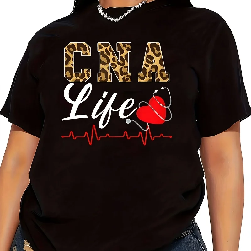 CNA Life Certified Nursing Assistant Medical Worker Hospital Women's T-Shirt 100% Cotton Funny Graphic Short Sleeve Tee Novelty Shirt Casual Crew Neck Top S-5XL