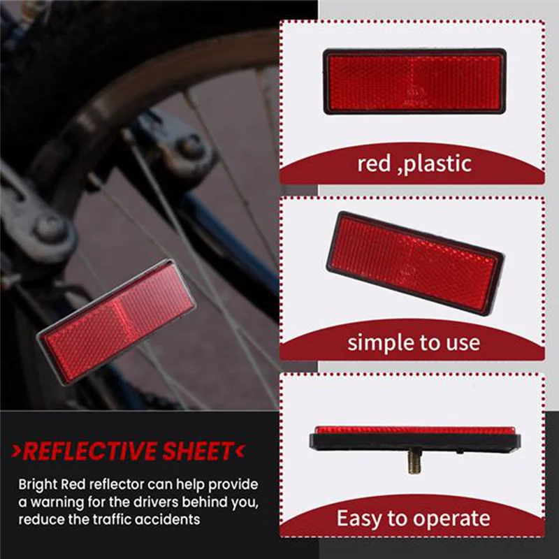 -A25M 20 Pcs Rectangle Red Reflectors Universal For Motorcycles Atv Bikes Dirt Bikes