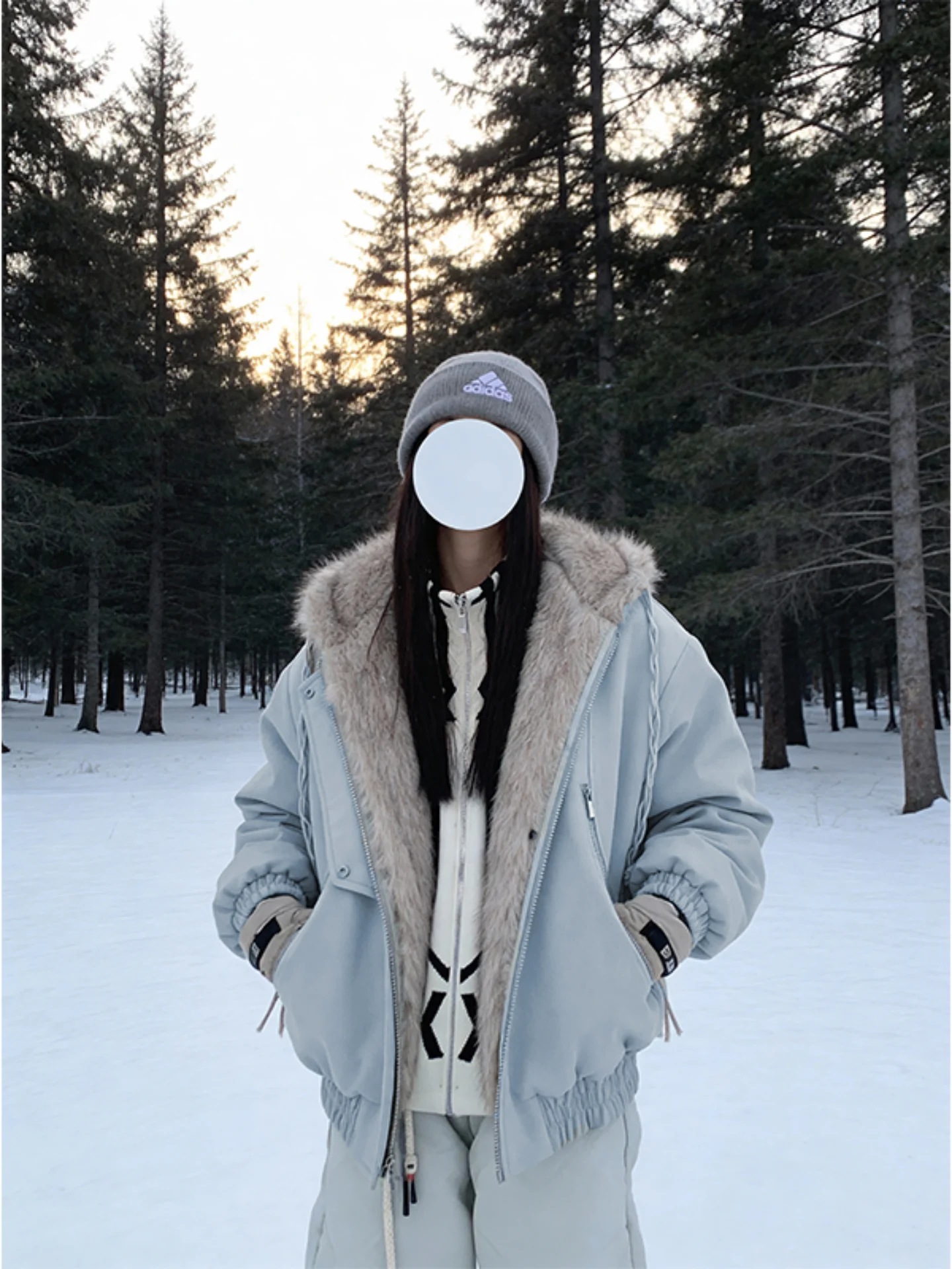 

Thiened Fce Lined Parka Coat with Fur Collar for Men And Women American Retro down Cotton Jaet Winter Warm Coat