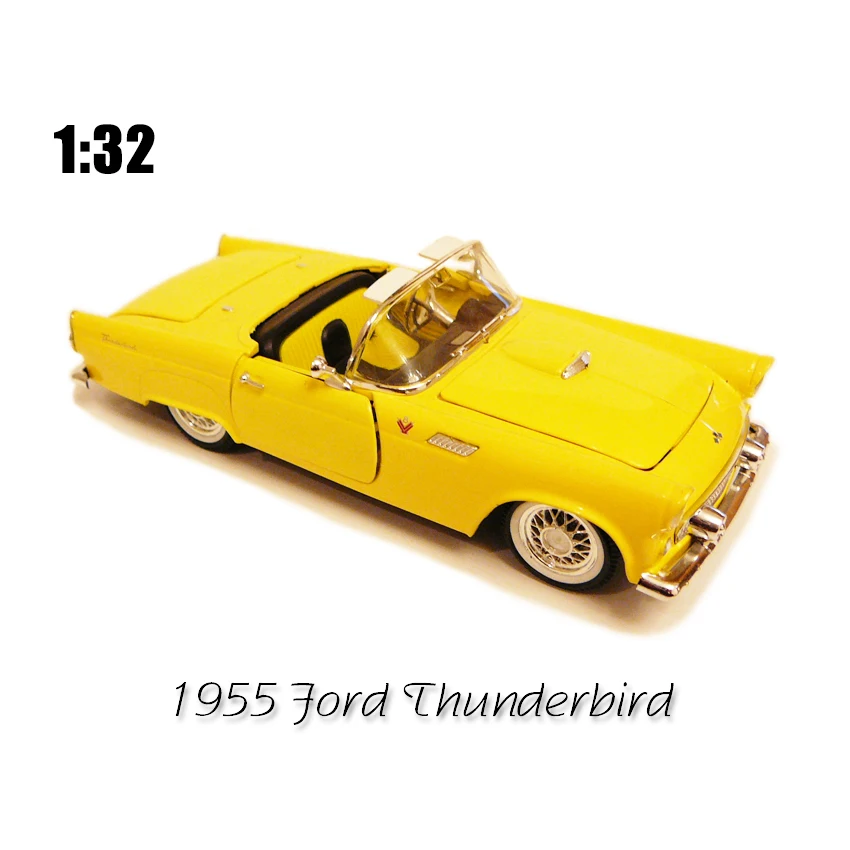 

Diecast Alloy 1/32 1955 Ford Thunderbird Classic Car Model Yellow Red Adult Collection Static Display Souvenir Gift Boy Toys