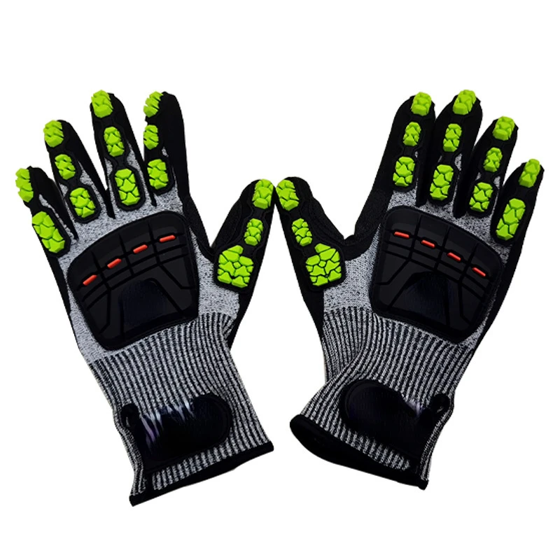 1 Pack  Anti Cut Work Glove with Cut Level 5 Mechanic Anti-Impact Shock Absorbing Gloves.