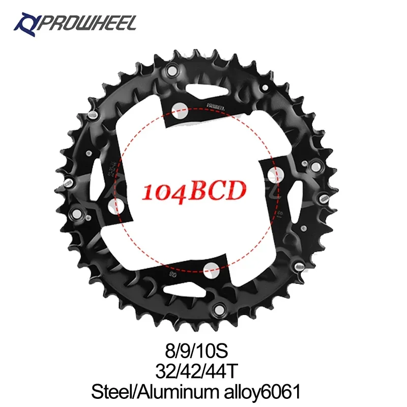 PROWHEEL 64/96/104BCD Bike Chainwheel 3*8S 3*9S 3*10S MTB Chainring 22/24/32/42/44T Mountain Bicycle Chainring Bicycle Part