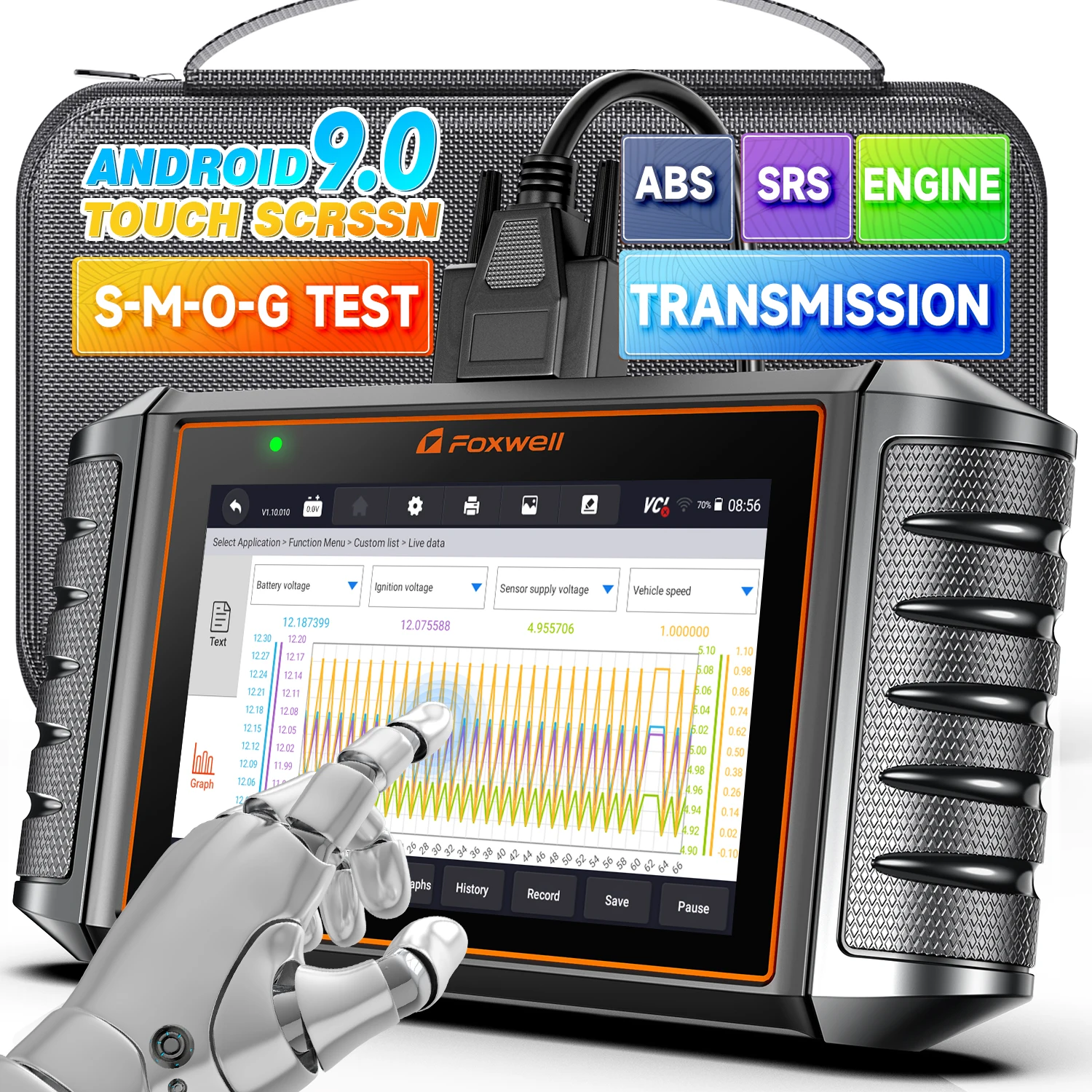 

FOXWELL NT706 Car OBD2 Scanner with Check Engine/ABS/SRS(Airbag Scanner)/Transmission Code Readers Scan Tools with Battery Test