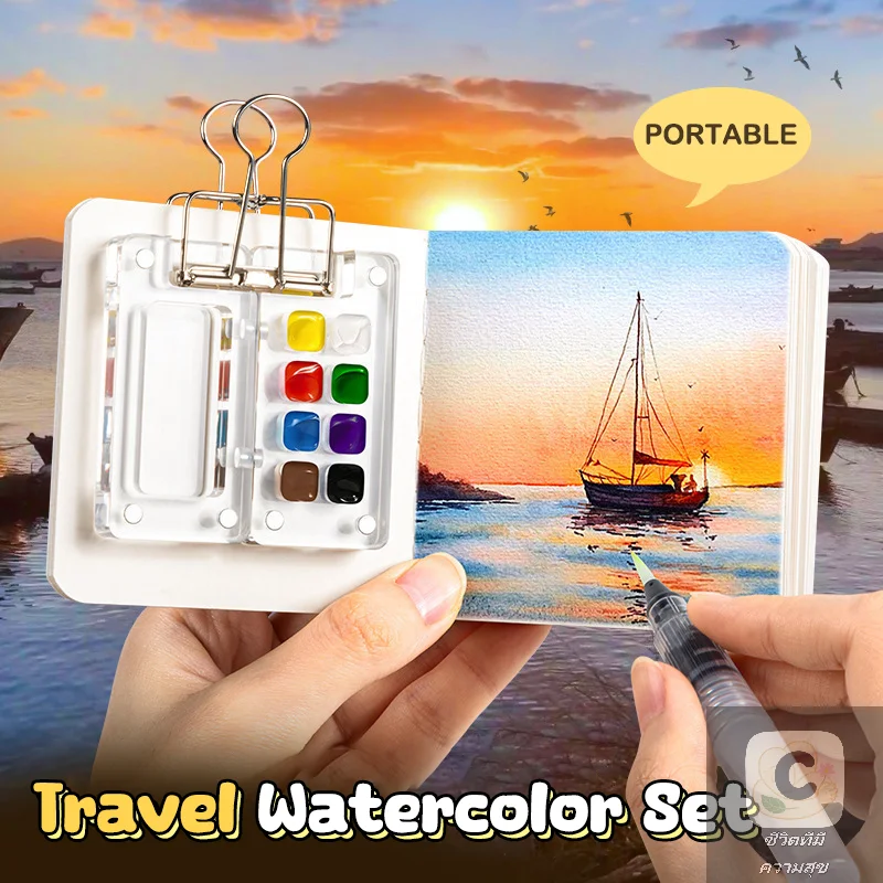 Travel Watercolour Paint Palette Set Mini Pocket Artist Watercolor Paint Palette Travel Sets For Painters Artists Students