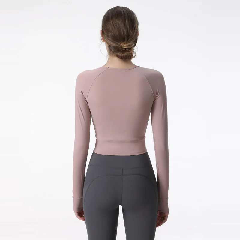 New Long Sleeve Yoga Built-in chest pad Shirts Sport Top Fitness Yoga Top Gym Top Sports Wear for Women Gym Femme Jersey Mujer