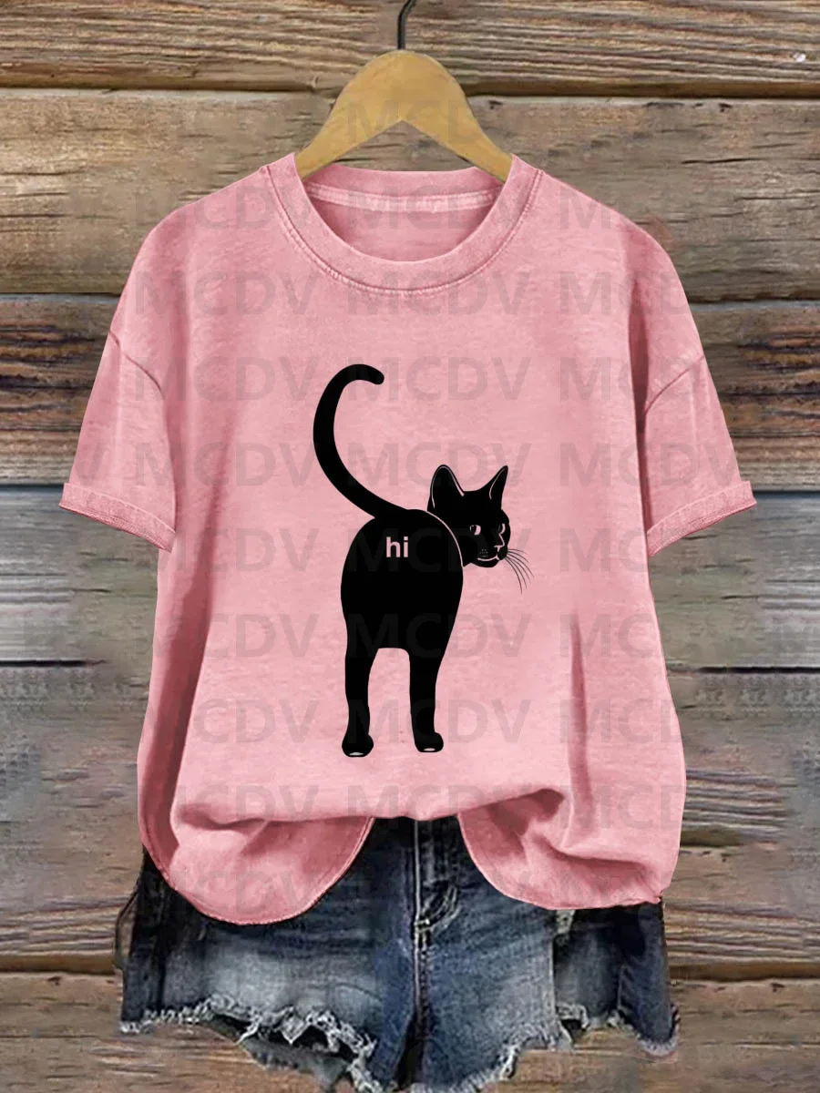 

Hi Funny Cat Art Print T-shirt 3D All Over Printed Women's T Shirts