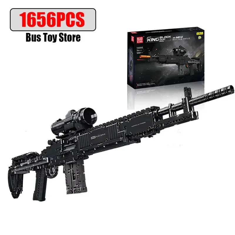 

MOLD KING 14026 Ww2 Военный пистолет MK14 Боевая винтовка Модель пистолета Строительные блоки Оружие Кирпичи Набор игрушек для детей Подарки
