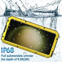 For Galaxy S24 S23 Ultra S22 Plus IP68 Aluminum Metal Waterproof Case Underwater Diving Heavy Shockproof Cover Screen Protector