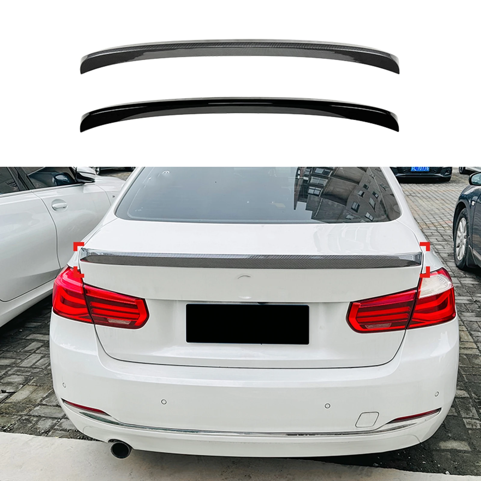 

For BMW 3 Series F30 F35 320i 325i 330i 4-Door F80 M3 Sedan Carbon Fiber Look/Gloss Black CSL Style Rear Trunk Spoiler Wing Lip