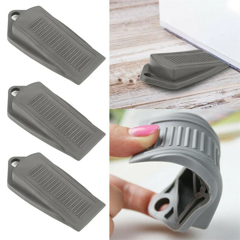 3pcs Wedge Door Stoppers Rubber Door Wedge Heavy Duty Stop Large Strong Stopper Jammer Non Slip Door Hardware Tools