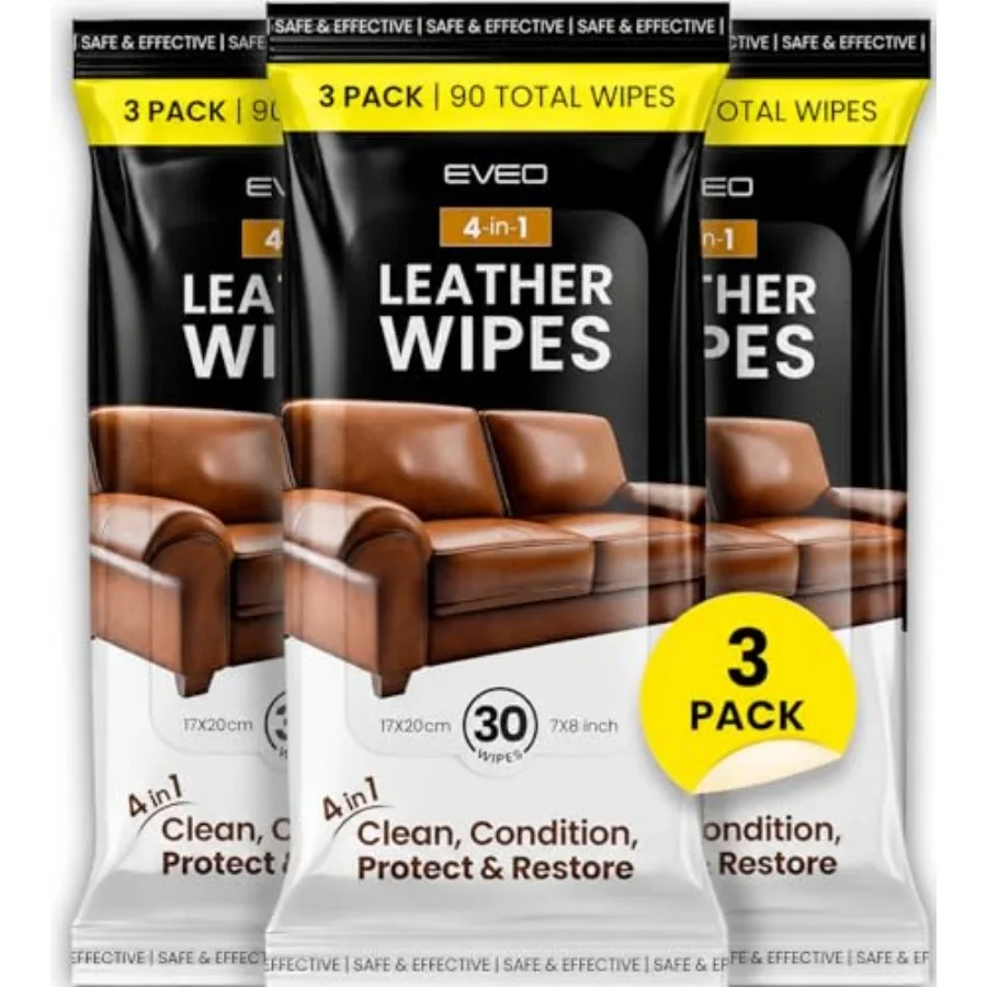 

Leather Cleaner Wipes 4-in-1 Leather Cleaner and Conditioner for Furniture - Leather Couch Cleaner, Car, Shoes and Purses UV Pr