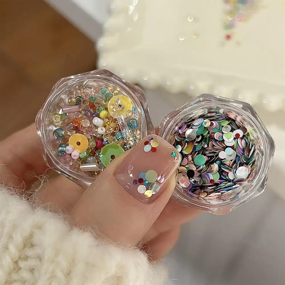 1/2 Boxen 3D Bunte Polka Dots Nagelkunst-Pailletten Gemischte Größen Runde Scheiben DIY Blumen-Nagelsplitter Ins-Style Maniküre-Zubehör