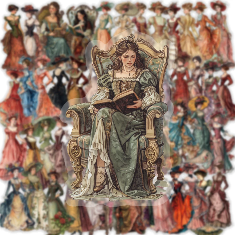 50 pezzi vintage medievale classico socialite PET adesivo arte bella chitarra telefono laptop tazza collezione regalo fai da te decorativo