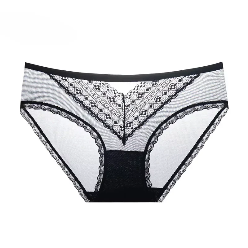 Sexy Women\'s Panties Underwear Thong Temptation Transparent Lingerie Hollow Out Girl Briefs Net Yarn Lace Briefs Трусы Женские