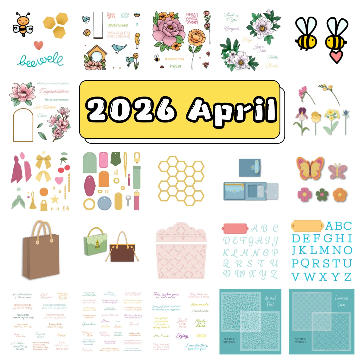 

April 2026 3D Pop Up Bag Metal Cutting Dies Clear Stamps Layering Stencil for DIY Greeting Card Making Scrapbooking Craft Paper