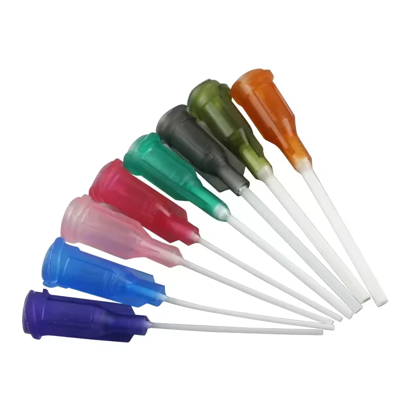 100Pack 1 inch Plastic Dispensing Needle, 25mm Glue Needle Tube Blunt Luer Lock Tips with PP Flexible Needle for Liquid Glue Gun