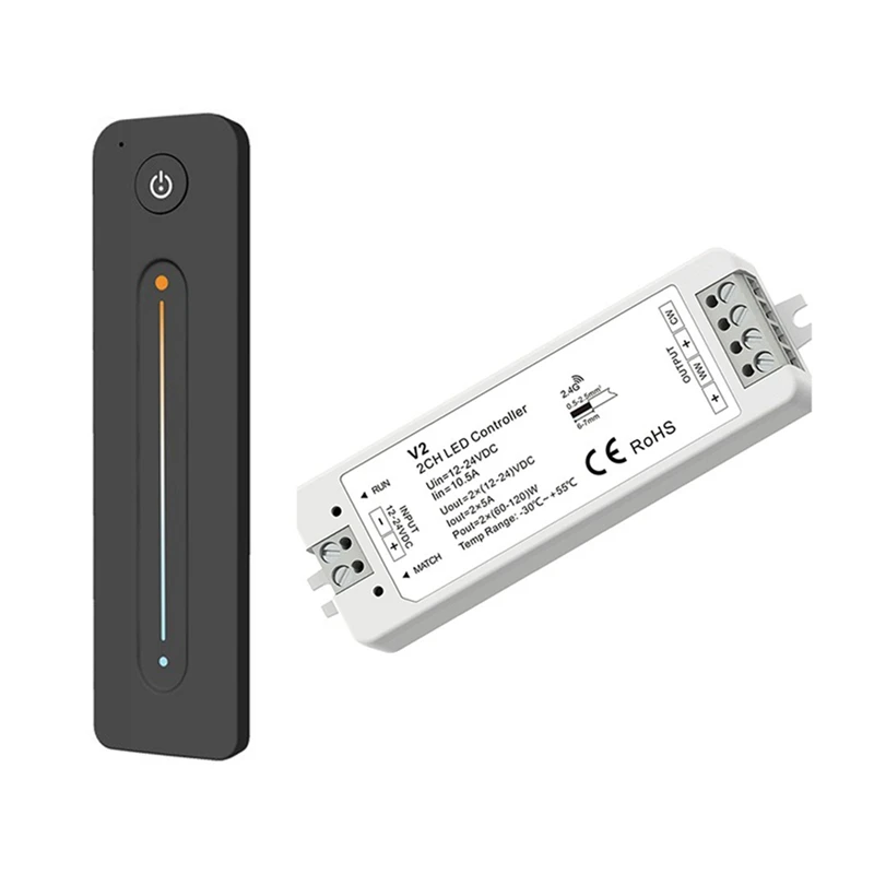 

ABKD Tuya LED Dimmer With 2.4G RF Wireless Remote Control 12-24V 2CH RF Color Temperature Controller LED Strip Controller