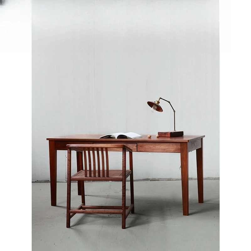 Black walnut desk All solid wood study table Simple with drawers