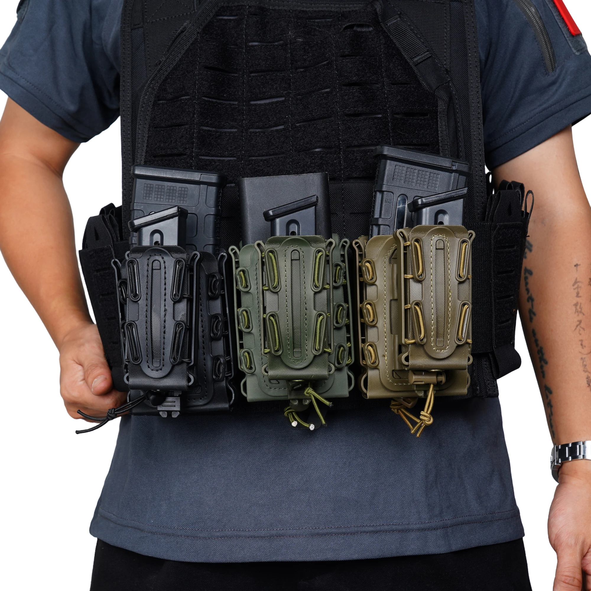 Upgrade Tactical Molle Magazine Pouch for AR15 & Scorpion (5.56/9mm) - Fast Mag Quick Release, Adjustable TPR Holster Case view 3
