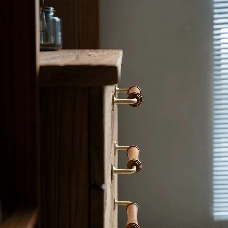 Premium Walnut Brass Cabinet Handle, Invisible Door Drawer Pull, Decorative Hidden Knob, Multifunctional Furniture Hardware