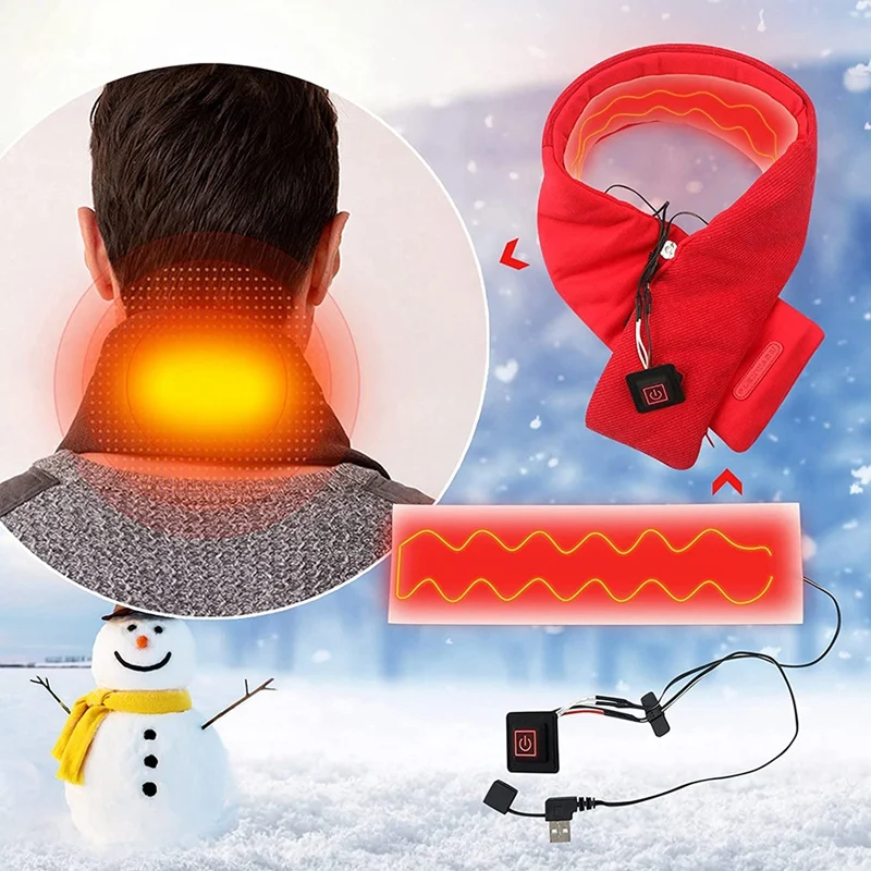 Electric Heating Pad,Thermal Scarf Heated Pad USB Heater Clothing Heating Pads, With LED Indicators For Riding Skiing