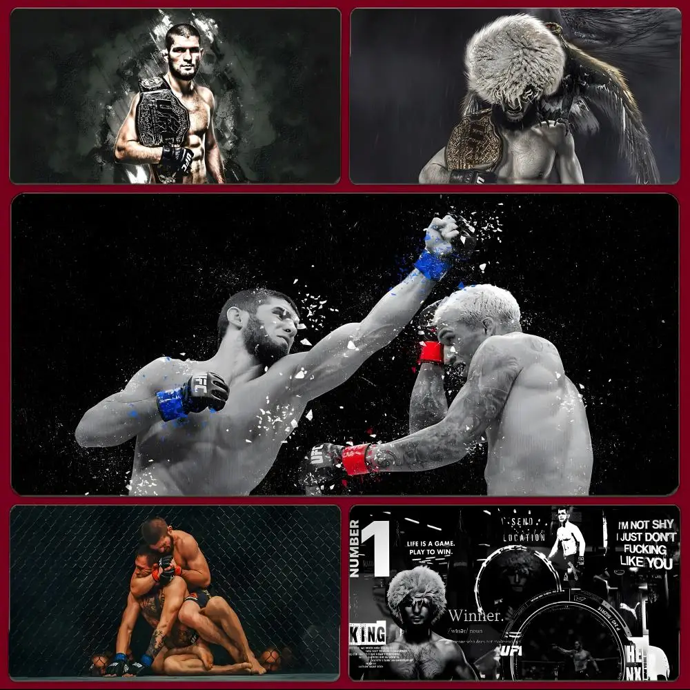 Famous Sports UFC K-Khabib Nurmagomedov Mouse Pad Large Gaming Mousepad with Stitched Edges Thickened Desk Mat PC