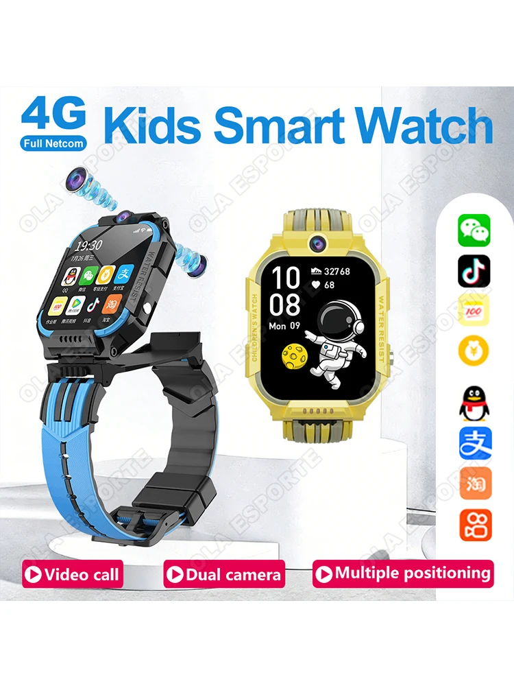 Montre intelligente 5G pour enfants, positionnement GPS, appel vidéo, SOS, étanche, montre intelligente pour enfants, double caméra, moniteur, suivi de localisation, montre téléphone
