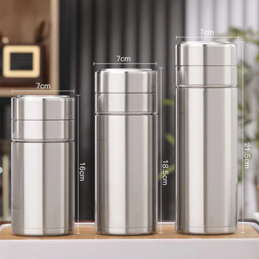 Premium Ceramic Liner Tea Thermos Bottle Teas Separated Cup Black 316 Stainless Steel Thermos Tea Cup Separates Tea and Water