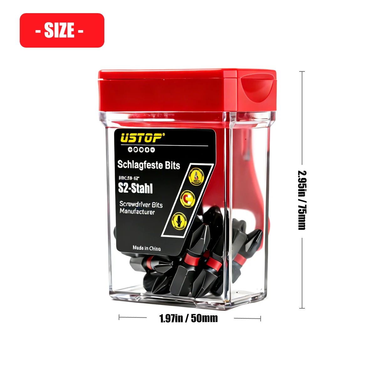 Ustop, 20-Piece Boxed Set of Pz2 and Ph2 Impact Screwdriver Bits, 25mm Short Version Suitable for Working in Narrow Spaces, S2 Alloy Steel Magnetic Bits, Quick Bit Change, Suitable for Electric Drills/Homemade DIY (Self-Repair and Crafts)/Mechanical Repairs/Electronic Equipment Installation/Furniture Assembly