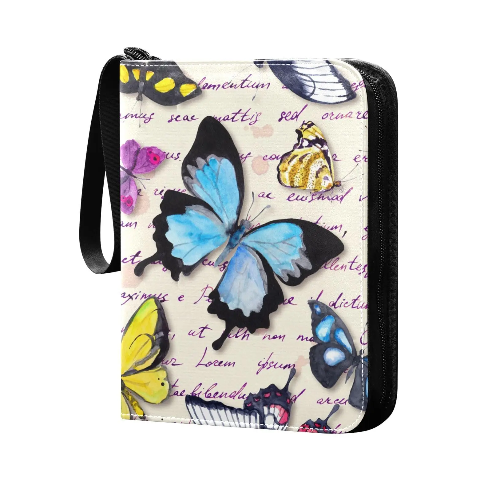 Beautiful Butterfly 4 Pocket Card Binder, 400 Double Sided Pocket Album for Sport Game Cards, Unique Card Collection Storage